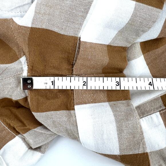 Anthropologie Whit Two 100% Cotton Buffalo Plaid Brown Romper Belted Size S - Picture 8 of 12